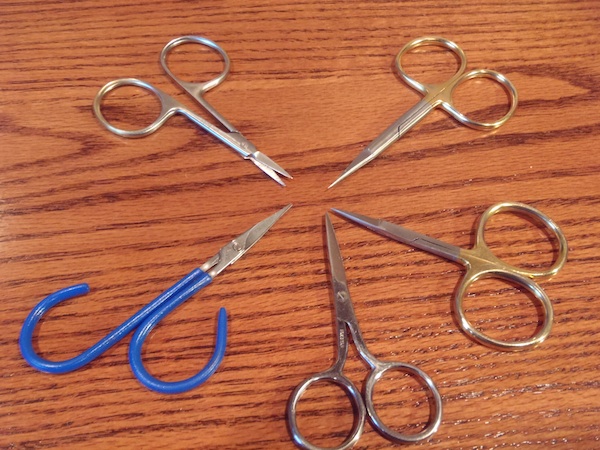 A selection of fly tying scissors