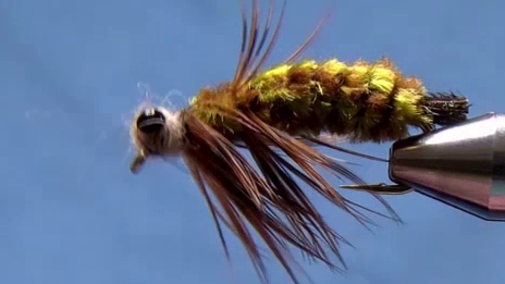 Possum dubbing added between and around the eyes, creating a fuzzy, natural-looking head.