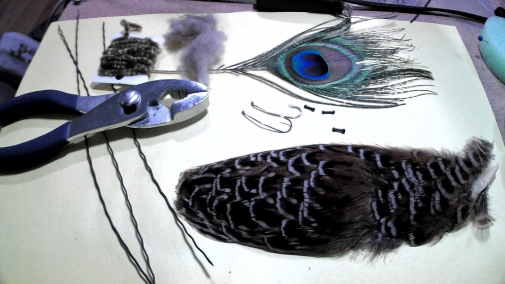 Materials used in tying Fed's Guinea Dragonfly Nymph