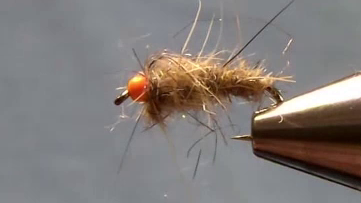 Tapered, bulky dubbed body wrapped along hook shank.