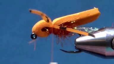 Rubber legs tied in on top and positioned to each side of the fly.