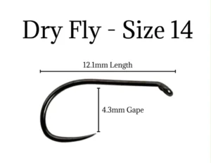 Dry fly hook, size 14