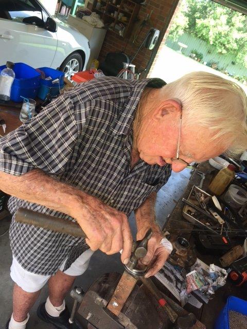 Tony working away on his lathe.