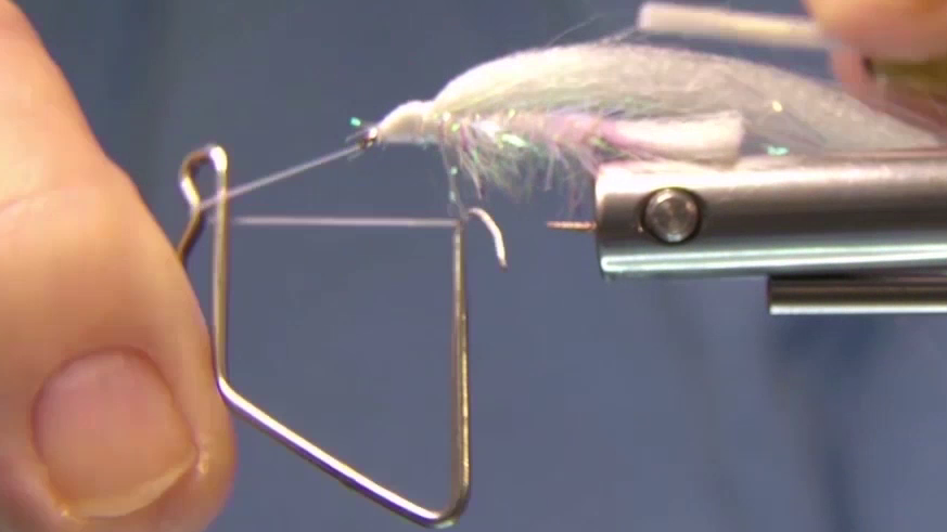Wing material tied in to match tail length, with a neat, formed thread head built at the front of the fly.