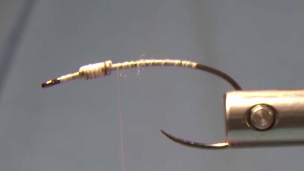 Hook shank covered in thread with lead-free wire wraps ending one eye-length behind the hook eye.