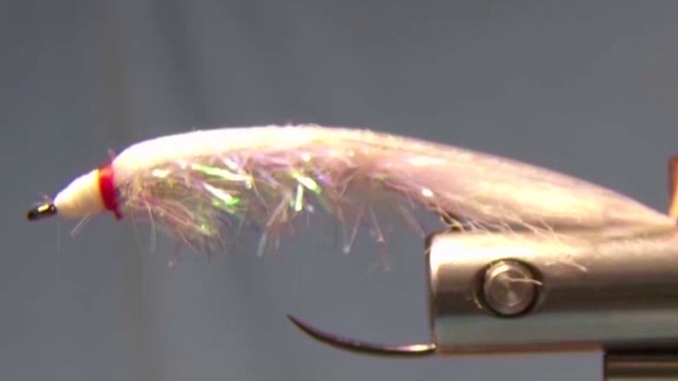 Thread head finished with three tight wraps of red thread directly behind it, whip finished and ready for resin.