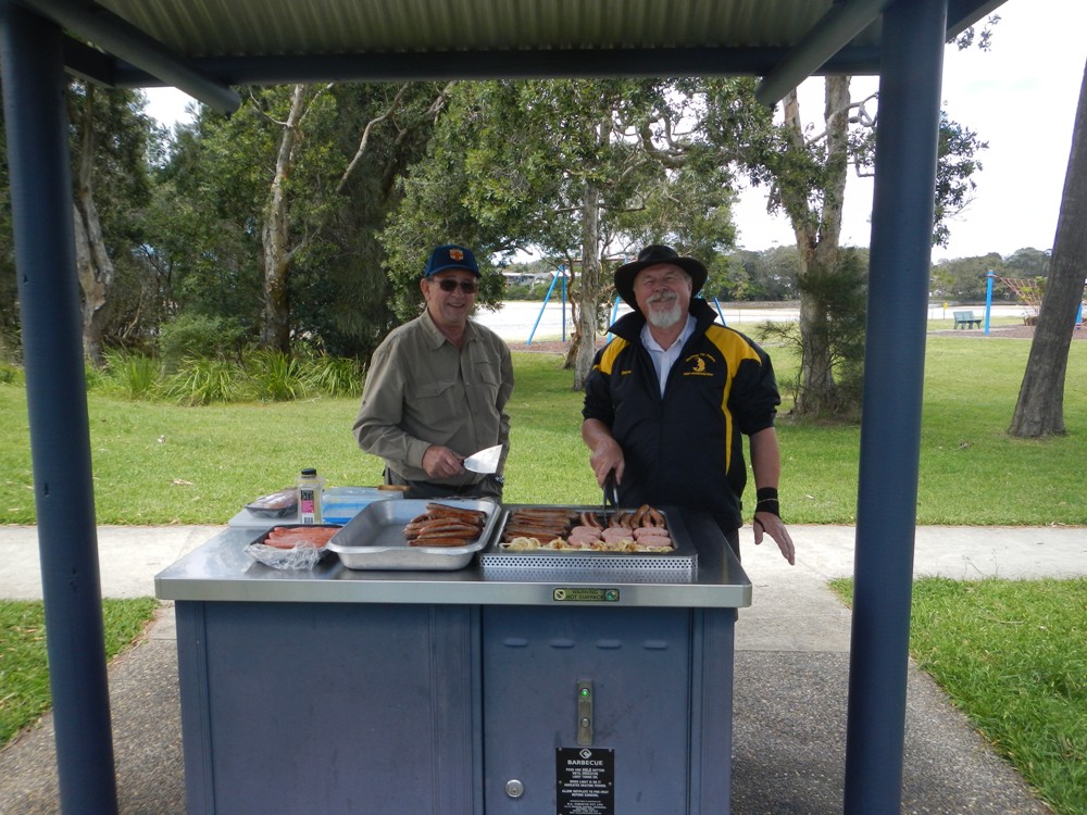 Phil and Dave C cooking up a feast for club members.